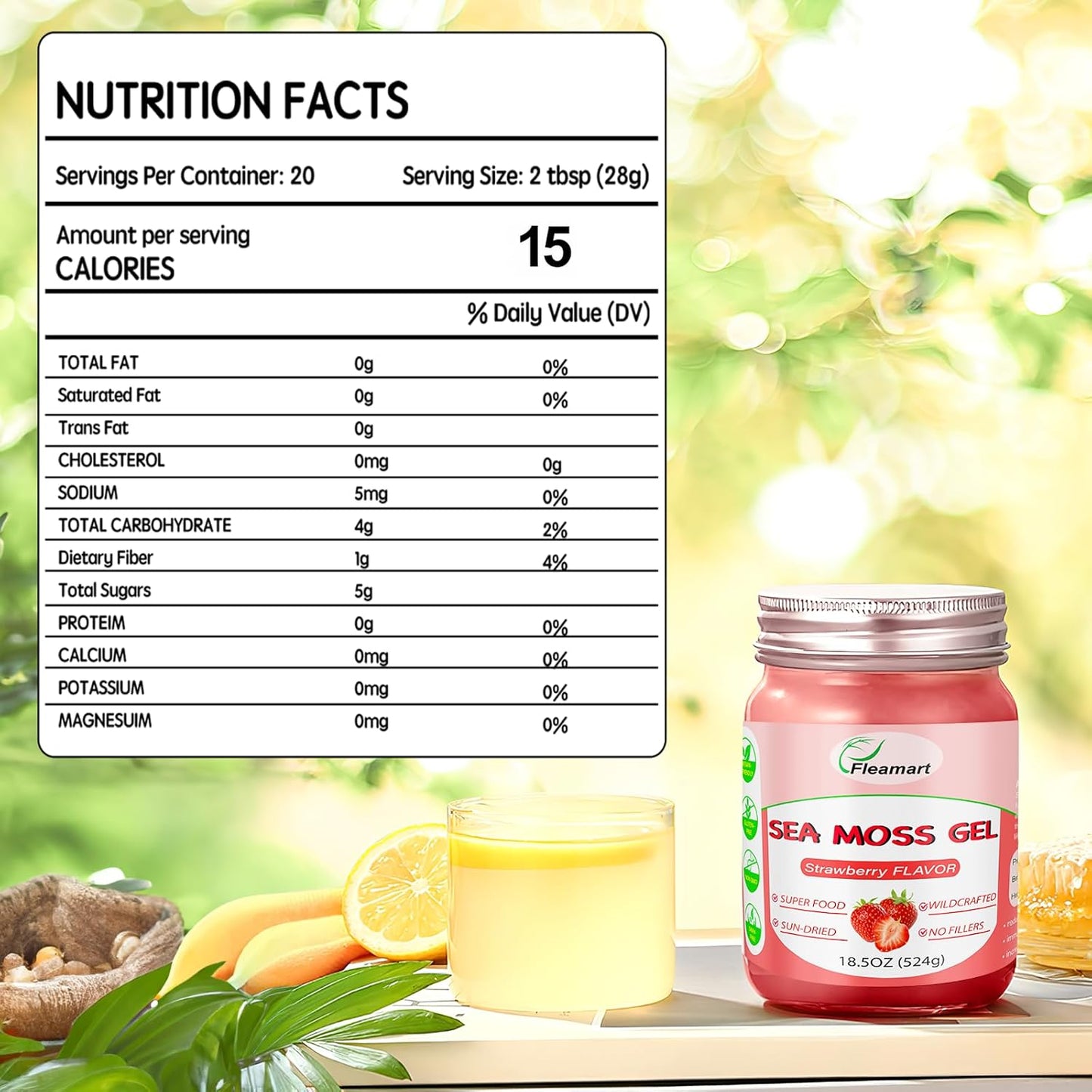 Organic Raw Irish Sea Moss Gel for Immune, Digestive, and Thyroid Support - 18.5OZ Wildcrafted Non-GMO Formula