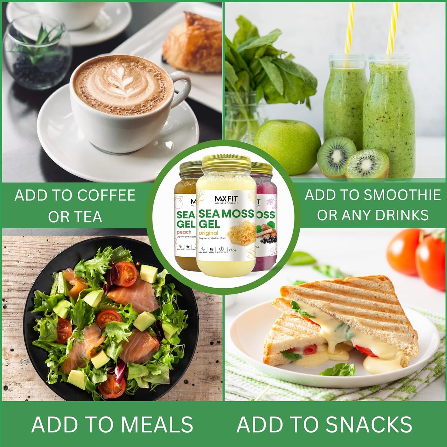 Organic Raw Sea Moss Gel with 12 Flavors | 24oz Wildcrafted Gold Gel from Saint Lucia | Vegan Superfood with 92 Vitamins and Minerals | Non-GMO