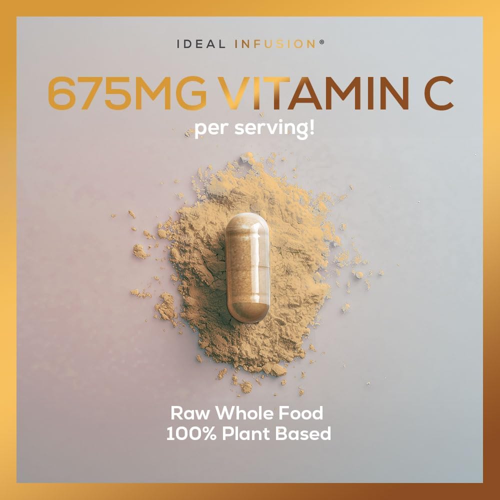 Organic Raw Whole Food Vitamin C Complex with Bioflavanoids - 60 Servings, No Synthetic Ascorbic Acid