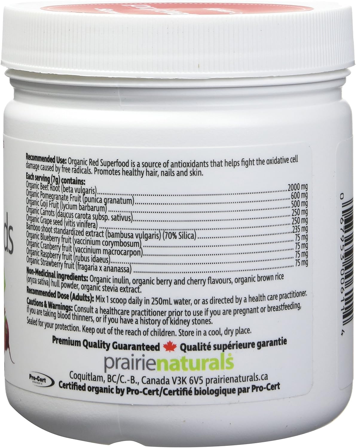 Organic Red Superfood Powder by Prairie Naturals - 7.4 Ounces