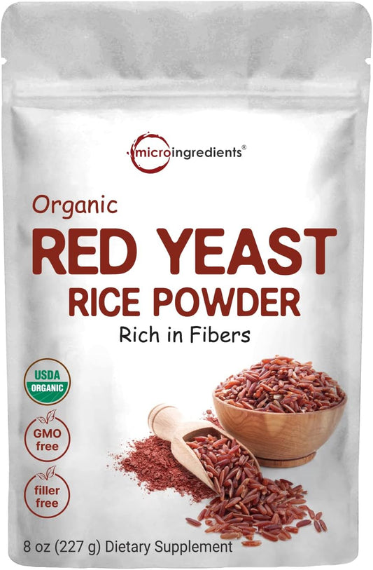 Organic Red Yeast Rice Powder 8oz - Non-GMO & Vegan - 1 Year Supply