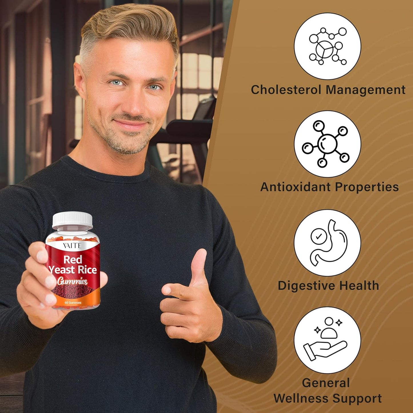 Organic Red Yeast Rice with Coq10 Gummies - 1200mg RYR Synergy Supplement - Non-GMO Herbal Chews - 2 Pack of 60 Count Vegan Gummies