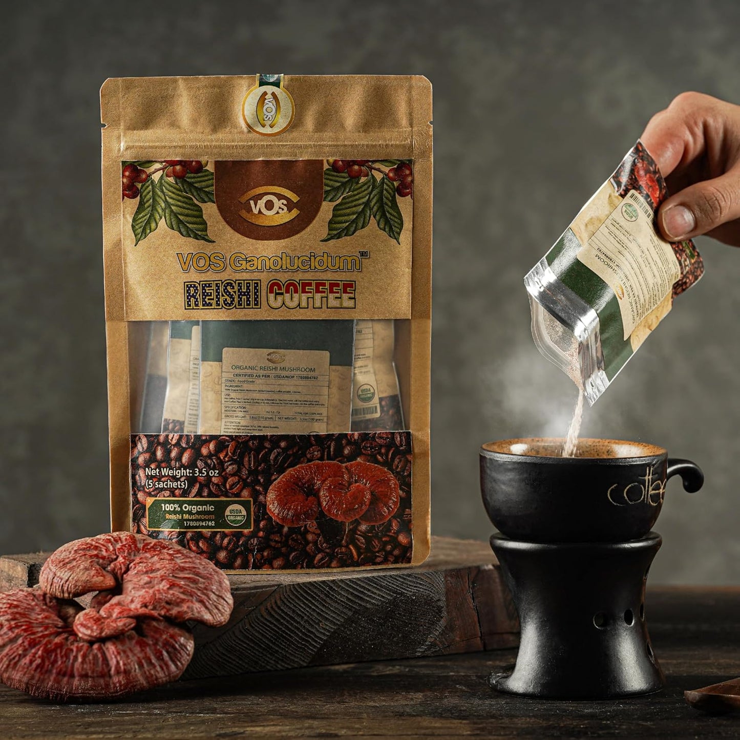 Organic Reishi Coffee Combo Pack: 30 & 10 Sachets, Energy and Immune Support, Mushroom Supplement