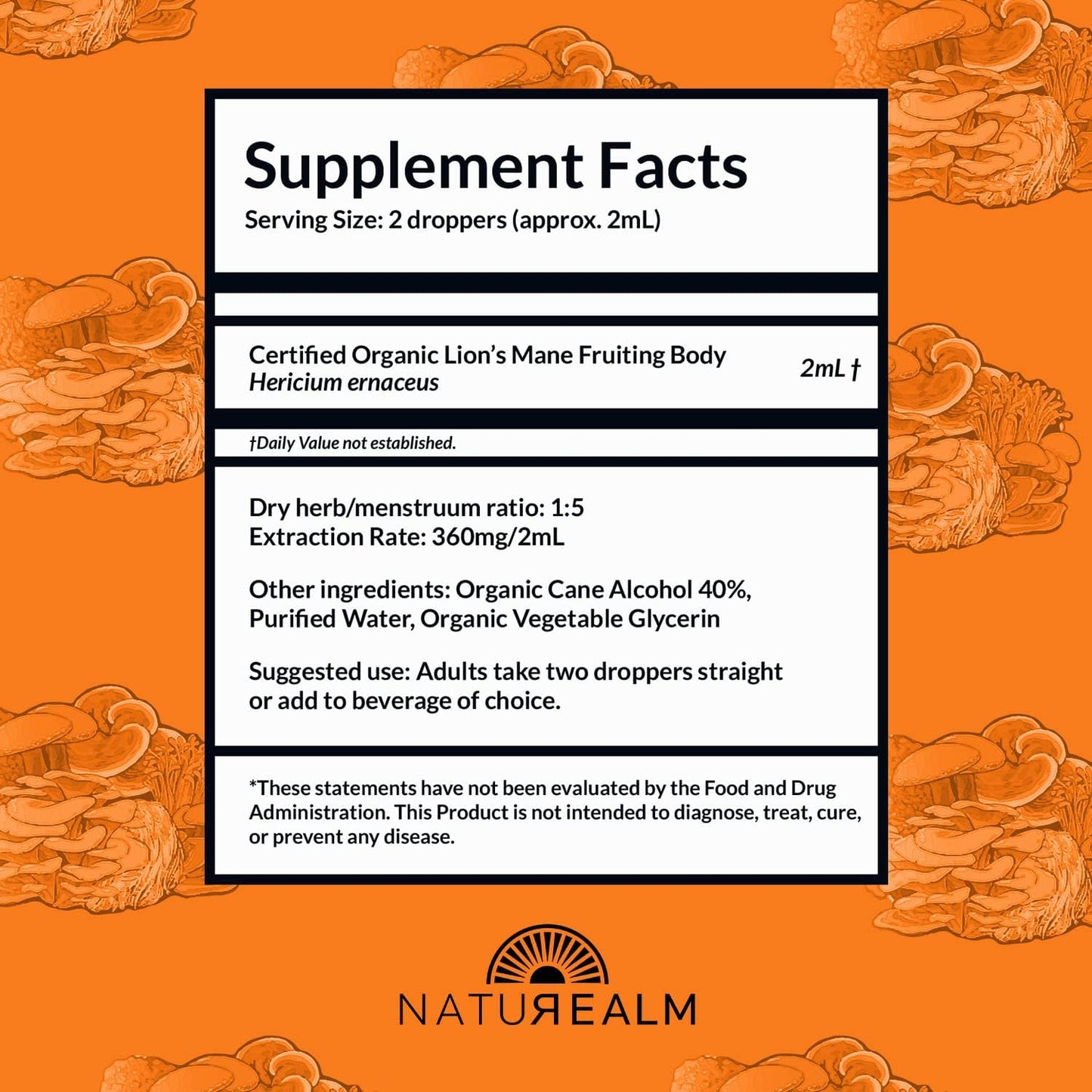 Organic Reishi & Lion’s Mane Mushroom Extract - Adaptogen Stack for Focus, Immunity, Longevity, Gut Health, Energy - Liquid Drops - 50 mL Each (2 Pack)