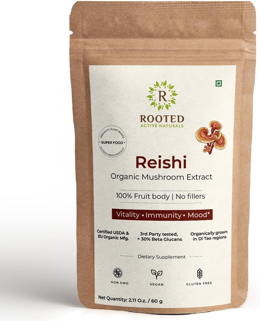 Organic Reishi Mushroom Extract Powder | Supports Heart Health, Stress Relief, Liver Function | High Beta Glucans | USDA Certified (2.11 oz)