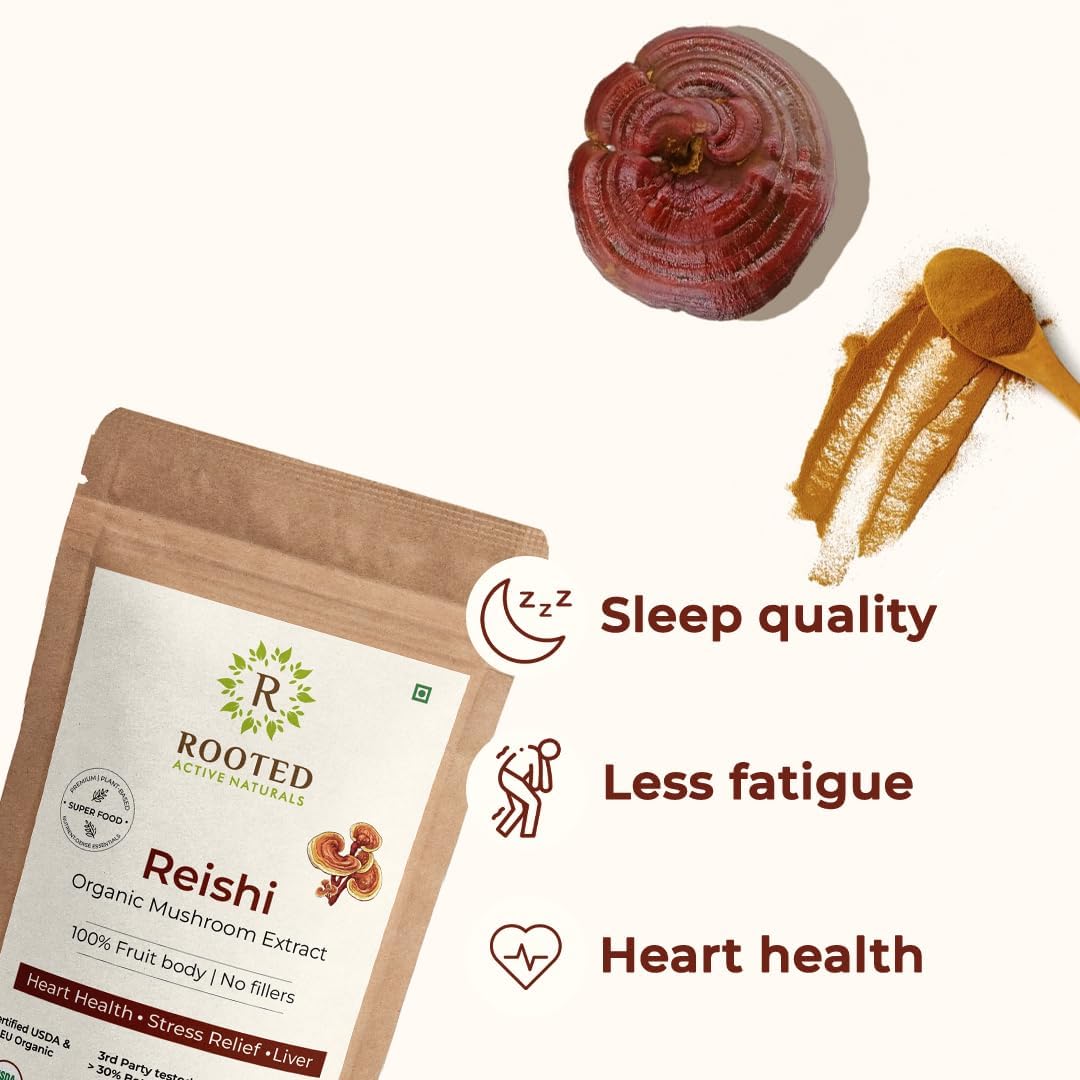 Organic Reishi Mushroom Extract Powder | Supports Heart Health, Stress Relief, Liver Function | High Beta Glucans | USDA Certified (2.11 oz)