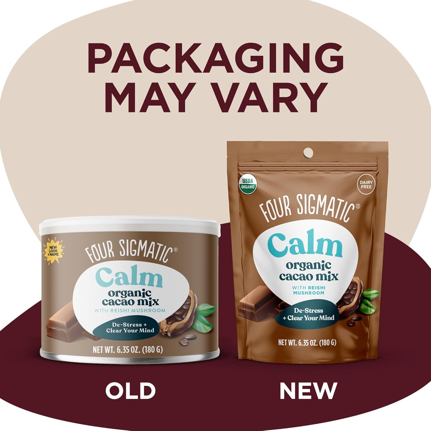 Organic Reishi Mushroom Hot Cacao Mix for Stress Relief & Sleep Support - Vegan, Gluten-Free & Dairy-Free - 30 Servings