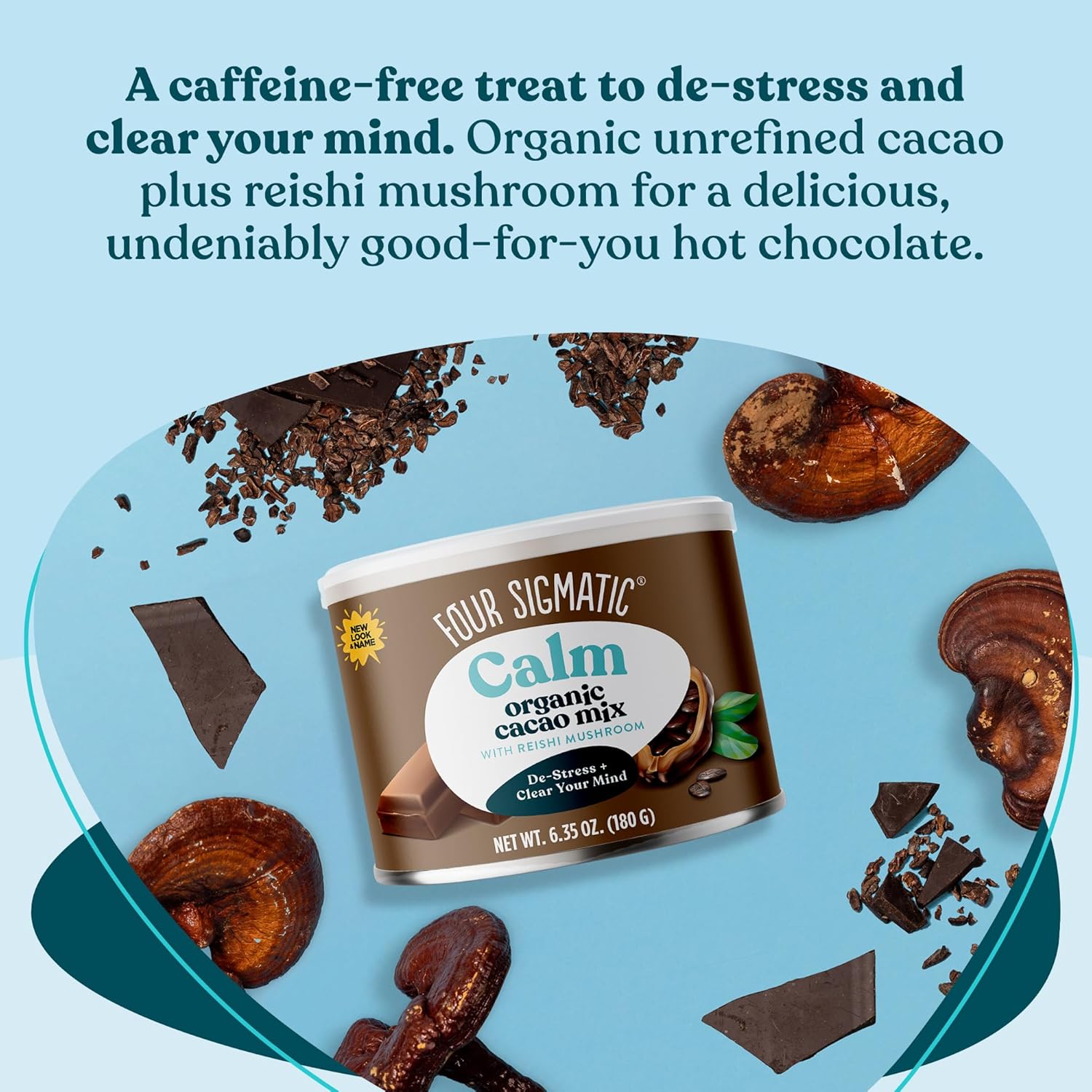 Organic Reishi Mushroom Hot Cacao Mix for Stress Relief & Sleep Support - Vegan, Gluten-Free & Dairy-Free - 30 Servings