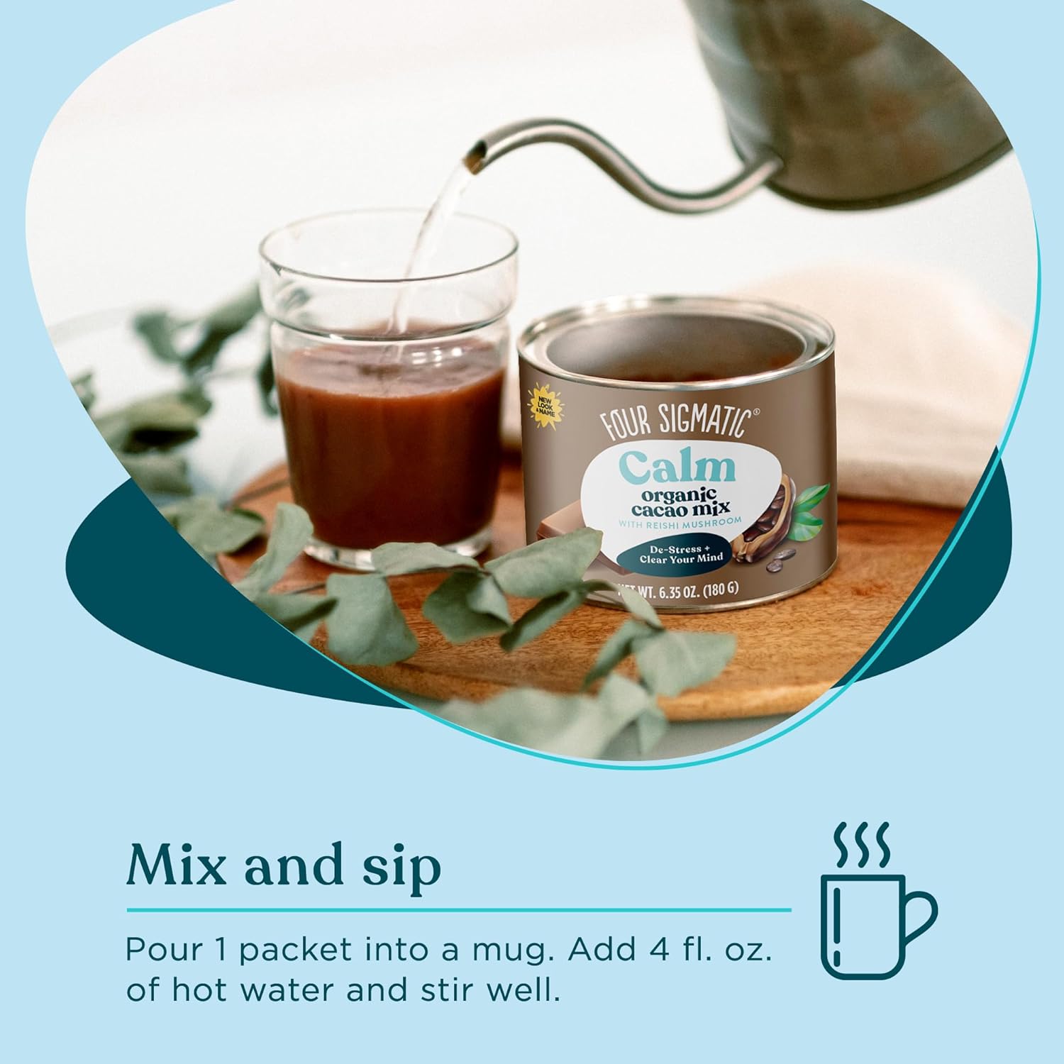 Organic Reishi Mushroom Hot Cacao Mix for Stress Relief & Sleep Support - Vegan, Gluten-Free & Dairy-Free - 30 Servings