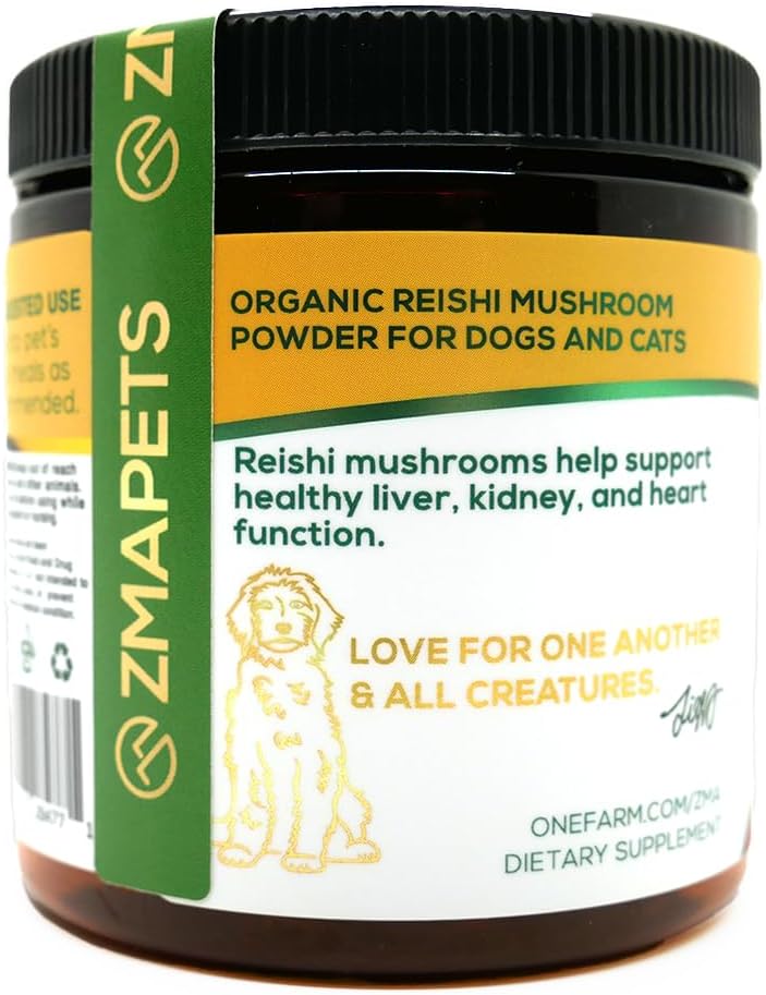 Organic Reishi Mushroom Powder for Pets - Supports Liver, Kidney & Heart - 90g Fruiting Body Extract - Ziggy Marley's ZMA PETS