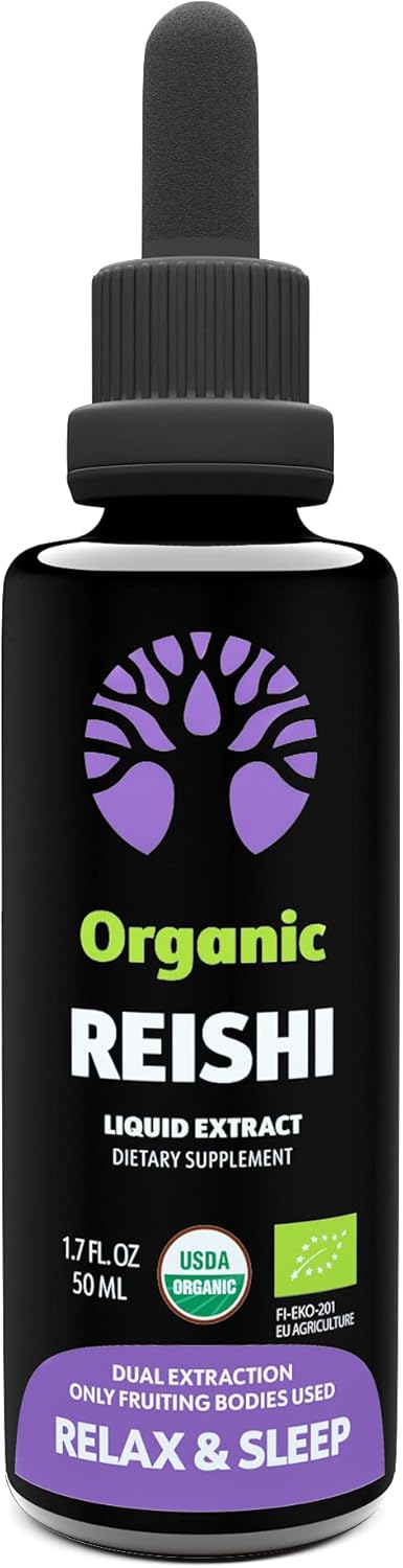Organic Reishi Mushroom Supplement - 50 Servings of Fruiting Bodies for Sleep and Immune Support