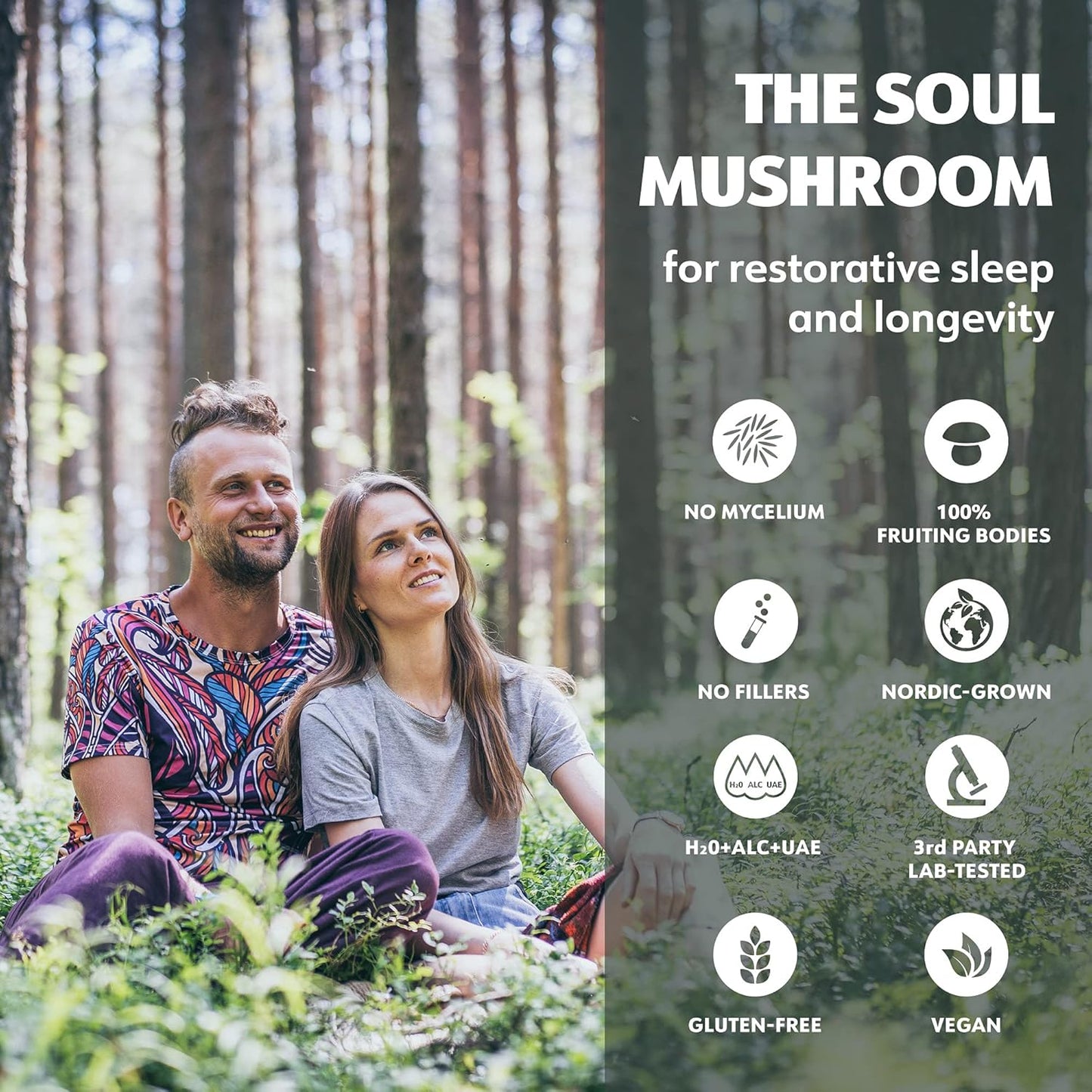 Organic Reishi Mushroom Supplement - 50 Servings of Fruiting Bodies for Sleep and Immune Support