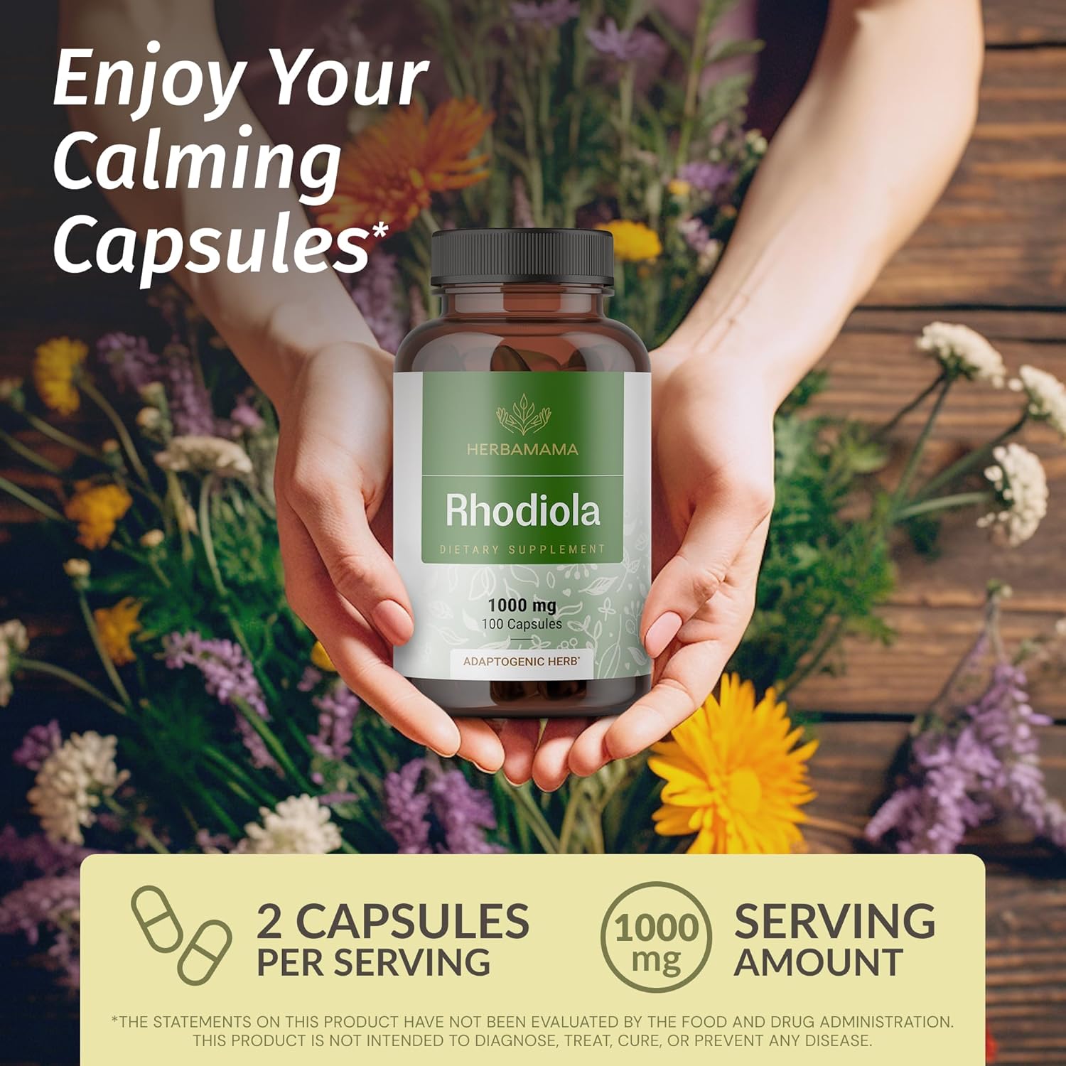 Organic Rhodiola Rosea and Ashwagandha Capsule Bundle - 1000mg Rhodiola Rosea & 1500mg Ashwagandha - Vegan, Non-GMO - 2 Pack