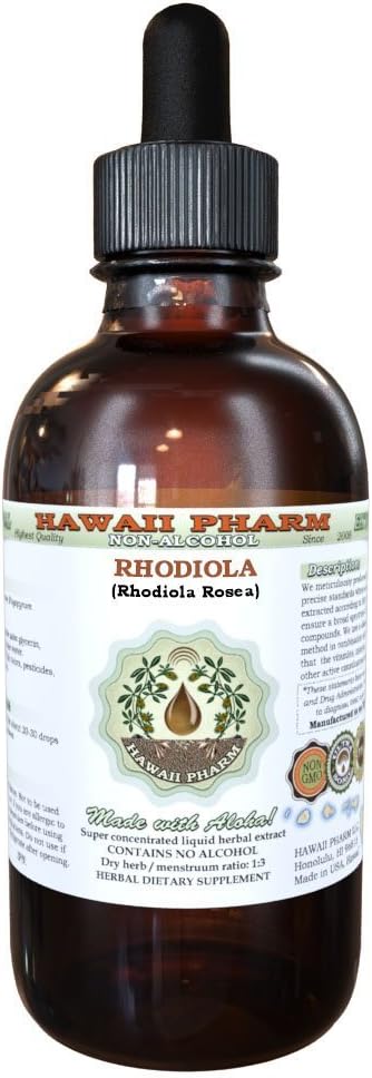 Organic Rhodiola Rosea Liquid Extract - Alcohol-Free Herbal Supplement - 2 fl. oz - Hawaii Pharm USA