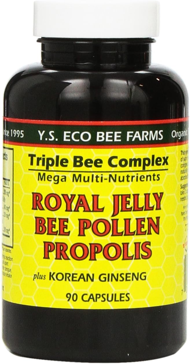 Organic Royal Jelly Bee Pollen Propolis with Ginseng Capsules - 90 Count by YS Eco Bee Farms - BoostGo Australia
