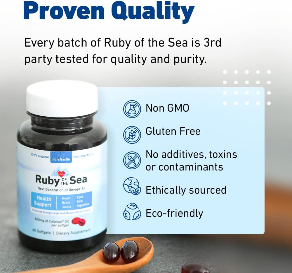 Organic Ruby of the Sea Marine Oil Supplement with Astaxanthin & Omega-3 - Heart & Brain Health - 4 Pack