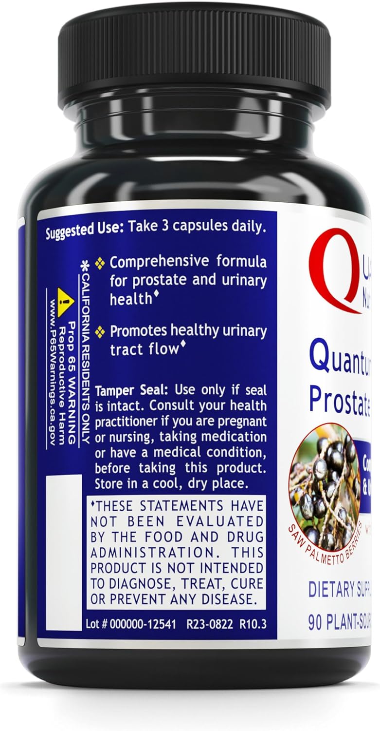 Organic Saw Palmetto Prostate Supplements for Men - Prostate Health Formula with 90 Vegetarian Capsules by Quantum Nutrition Labs