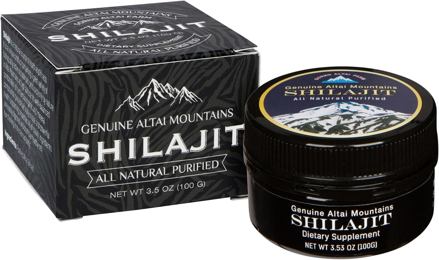 Organic Sayan Shilajit Resin 3.5oz/100g - Vegan Fulvic Acid Supplement for Immune System, Memory, Focus, and Energy - Detox Support