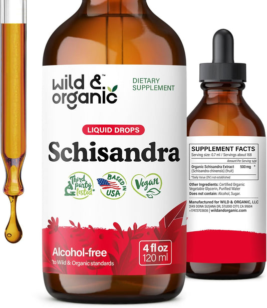 Organic Schisandra Tincture 500mg - Natural Relaxation Supplement - Liquid Chinensis Berry Extract - Vegan, Sugar & Alcohol-Free - 4 fl oz