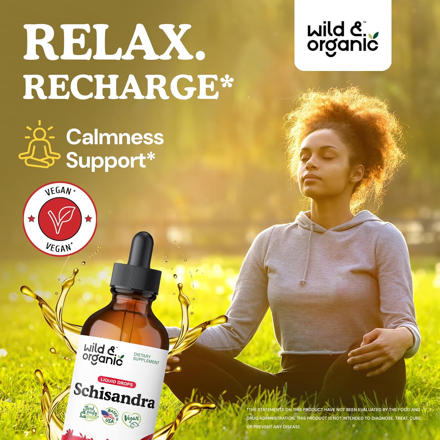 Organic Schisandra Tincture 500mg - Natural Relaxation Supplement - Liquid Chinensis Berry Extract - Vegan, Sugar & Alcohol-Free - 4 fl oz