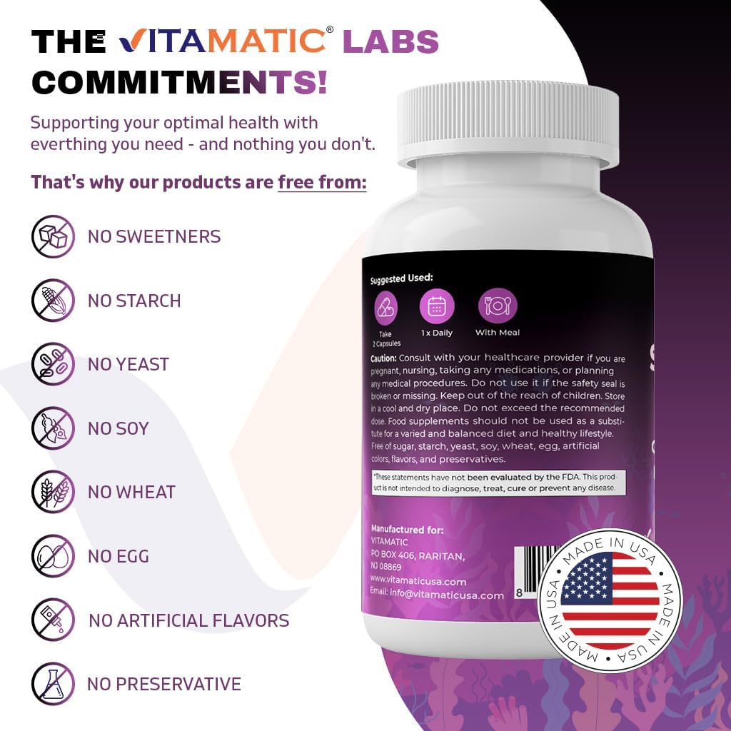 Organic Sea Moss & Black Seed Oil Blend with Ashwagandha, Turmeric, Bladderwrack & Burdock - 180 Vegan Capsules