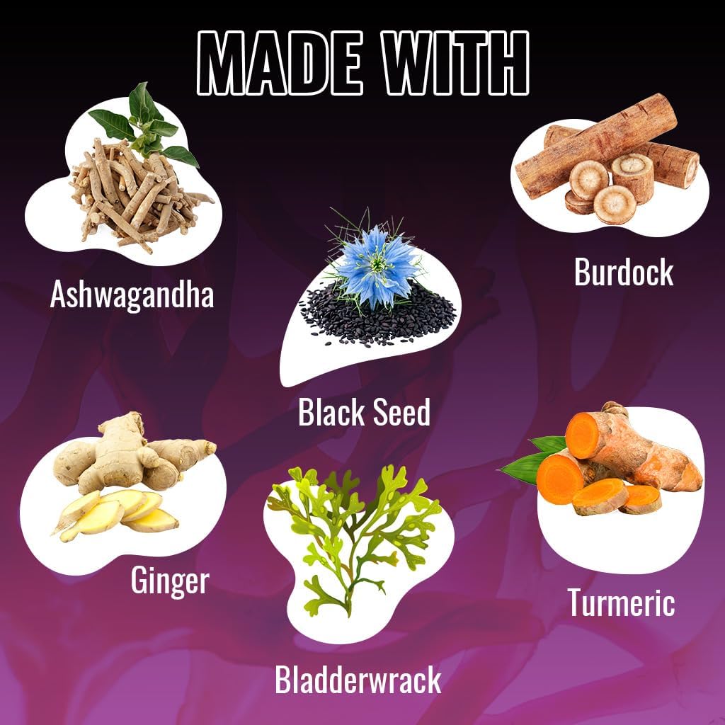 Organic Sea Moss & Black Seed Oil Blend with Ashwagandha, Turmeric, Bladderwrack & Burdock - 180 Vegan Capsules