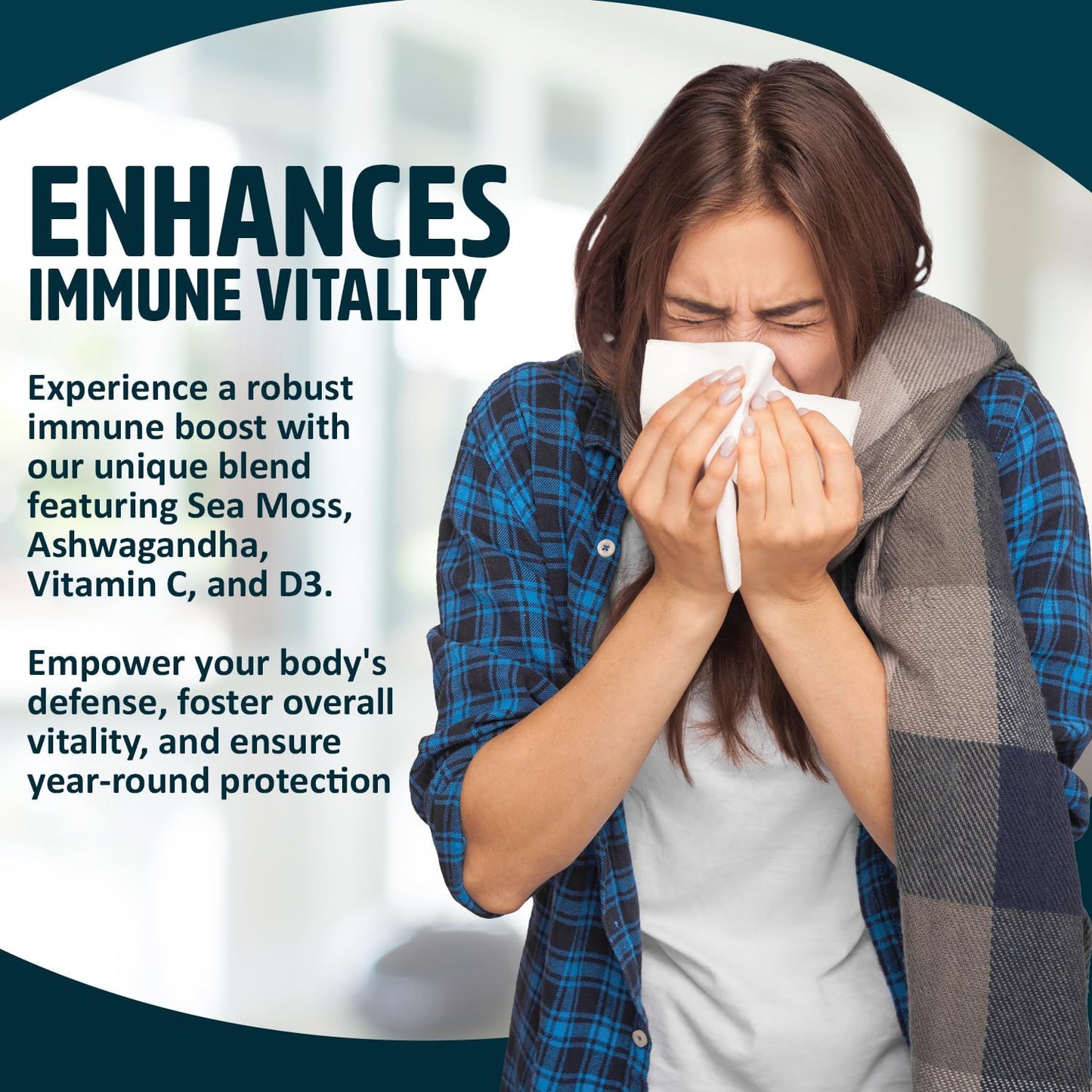 Organic Sea Moss Capsules with Black Seed Oil, Ashwagandha, Ginger, Burdock Root & Bladderwrack - 60 Pills