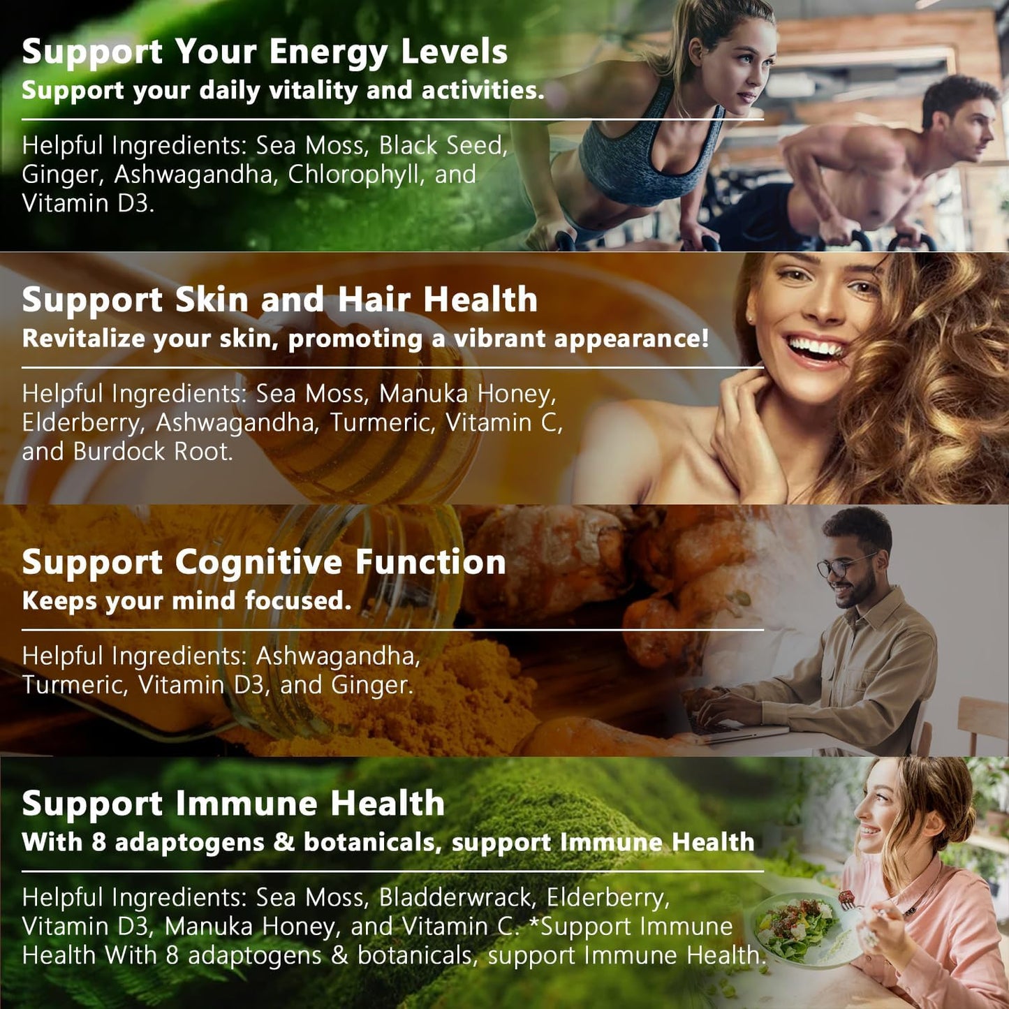 Organic Sea Moss & Creatine Gummies Bundle - 270 Count (2 Pack) with Black Seed Oil, Ashwagandha, Ginger, and Burdock Root