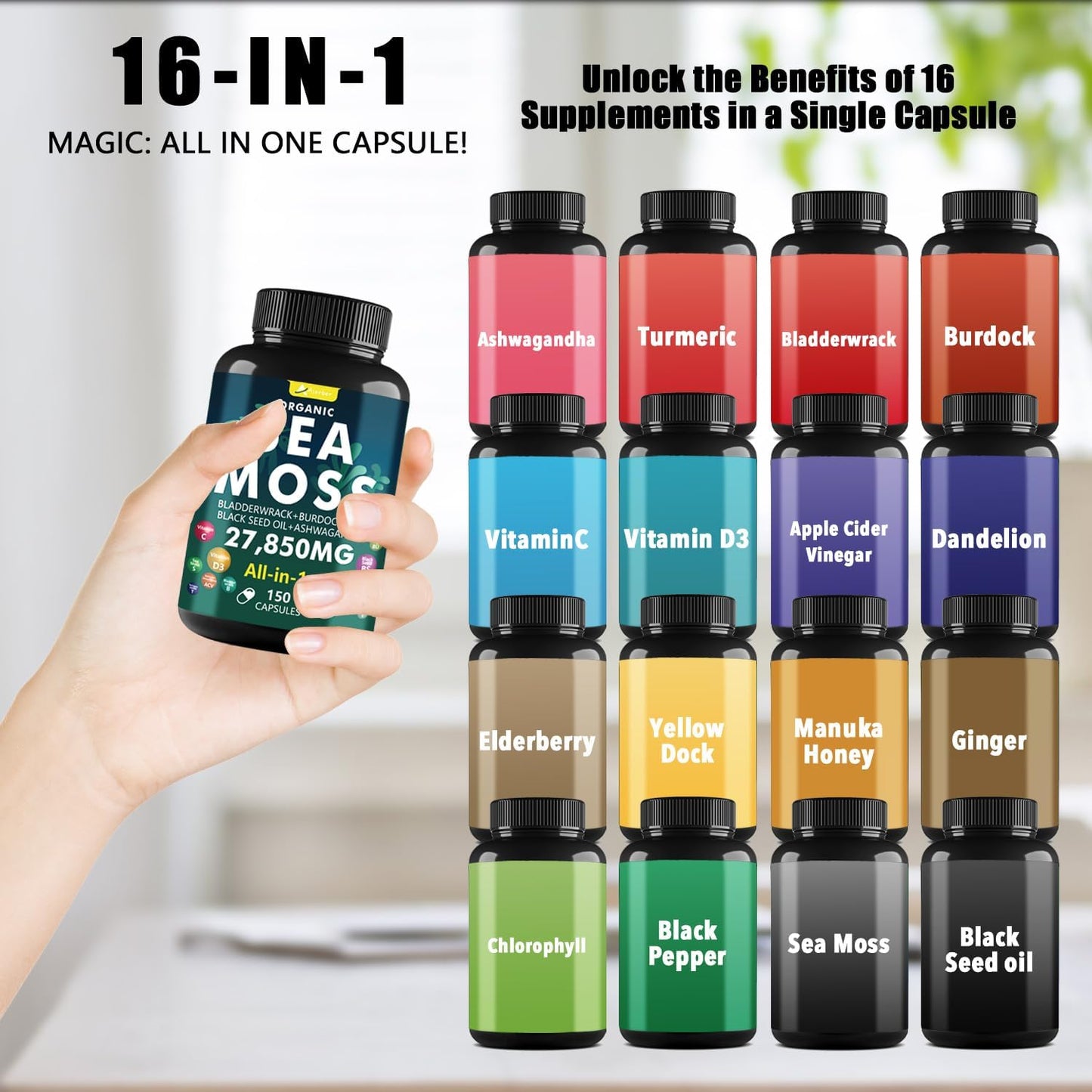 Organic Sea Moss & Creatine Gummies Bundle - 270 Count (2 Pack) with Black Seed Oil, Ashwagandha, Ginger, and Burdock Root