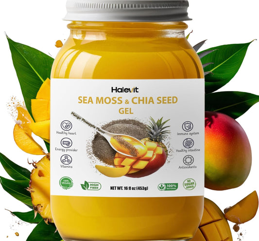 Organic Sea Moss Gel with Chia Seeds - Immune & Digestive Support, Vegan Superfood - Mango Pineapple Flavor - 16 oz - Made in USA