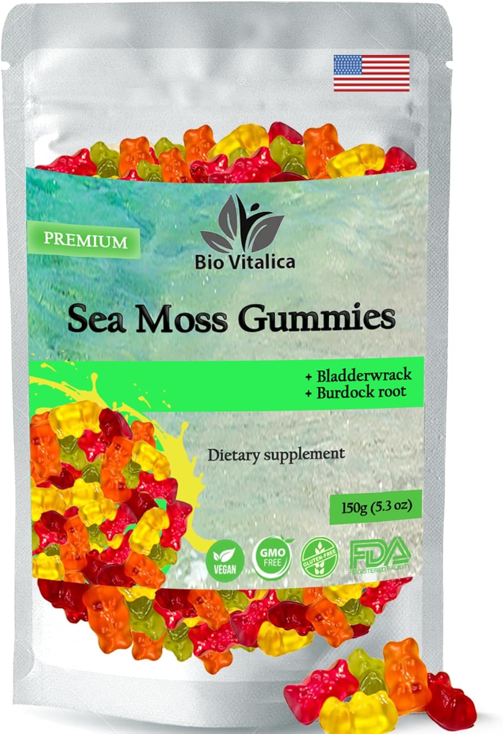 Organic Sea Moss Gummies with Bladderwrack & Burdock Root - Dr Sebi Diet Superfoods for Immune Boosting - Vegan & Keto Friendly (3 Pack) - BoostGo Australia