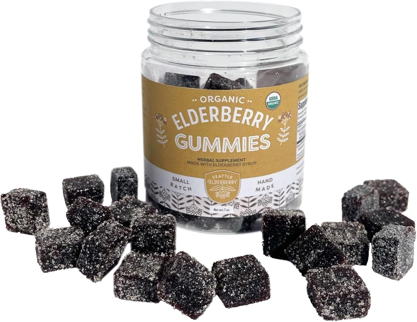 Organic Seattle Elderberry Gummies - Gluten-Free Immune Support Supplement - Made in USA - 7oz