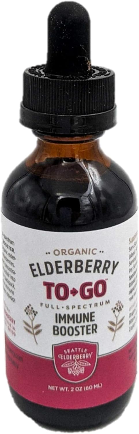 Organic Seattle Elderberry Immune Booster Tincture - Vegan & Gluten-Free Herbal Supplement - Small Batch Made in USA - 2oz