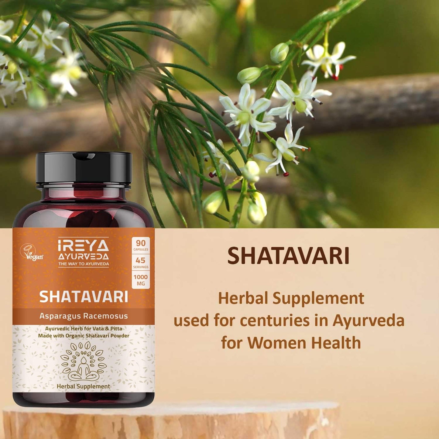Organic Shatavari Capsules 1000mg - Ayurvedic Lactation Supplement for Women - 90 Capsules