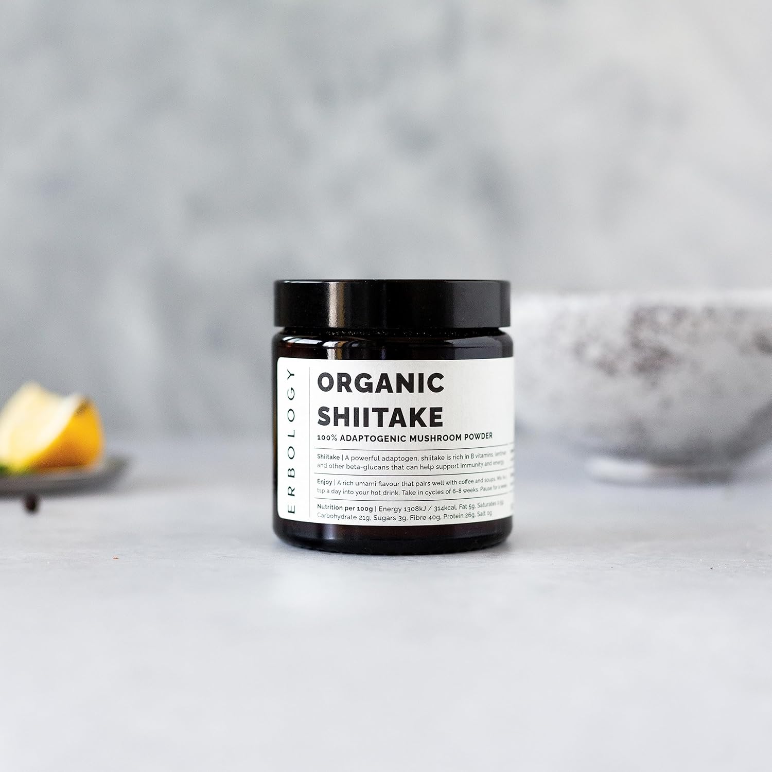 Organic Shiitake Mushroom Powder: Immunity & Energy Boost - 50 Servings - 11% Beta-glucans - Lentinula edodes - Small Batch - Vegan & Non-GMO