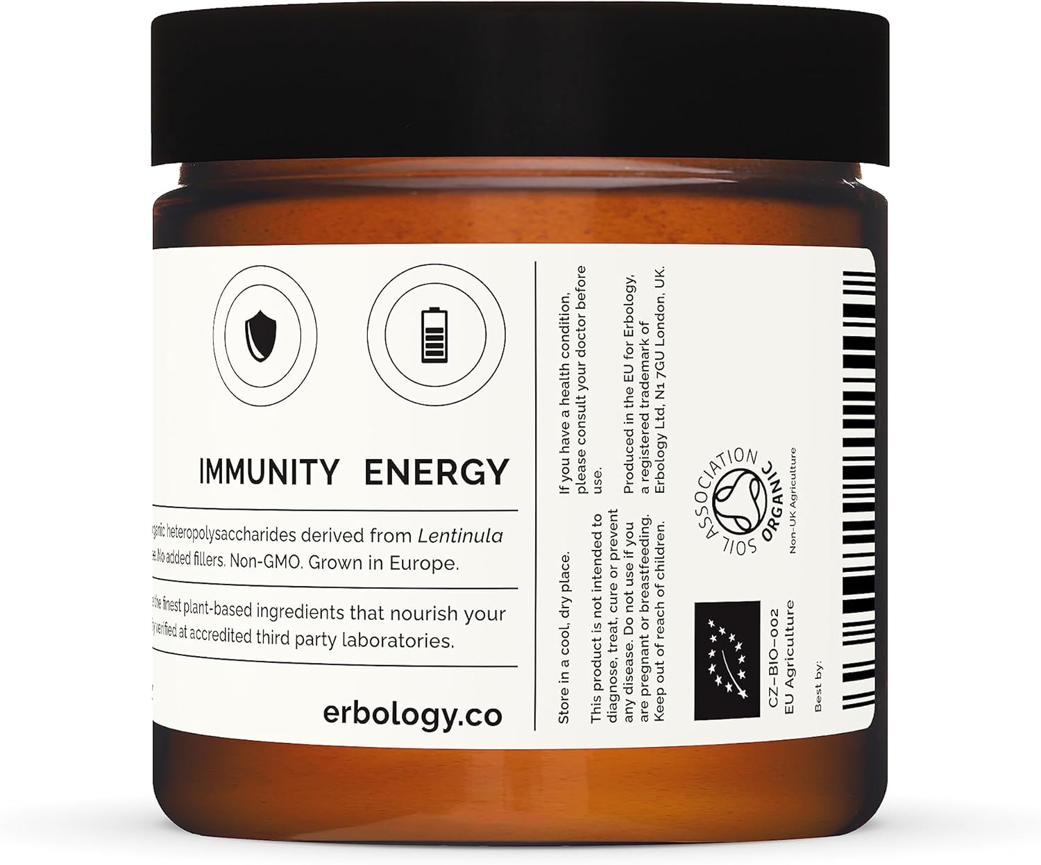 Organic Shiitake Mushroom Powder: Immunity & Energy Boost - 50 Servings - 11% Beta-glucans - Lentinula edodes - Small Batch - Vegan & Non-GMO