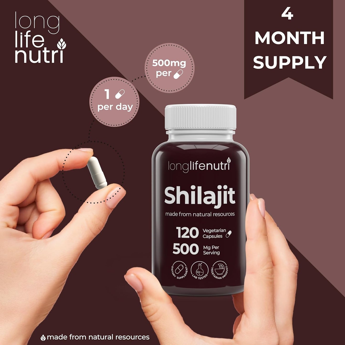 Organic Shilajit Extract Capsules with 15% Fulvic Acid - 120 Vegetarian Capsules, 4 Month Supply, Made in USA, Gluten Free, Non-GMO Supplement for Vitality & Mental Clarity - BoostGo Australia