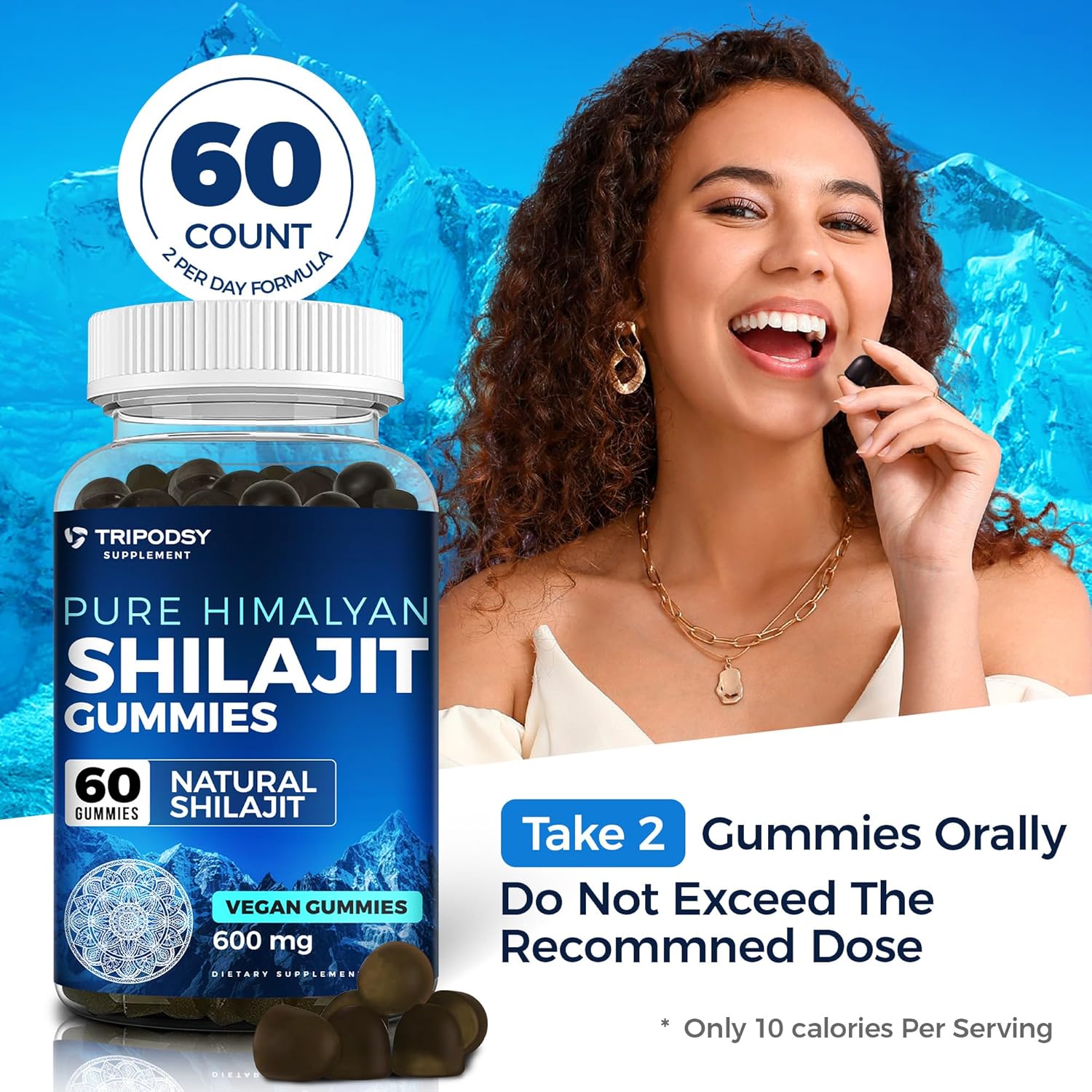 Organic Shilajit Gummies with 90+ Trace Minerals for Energy & Immune Support - 60 Count