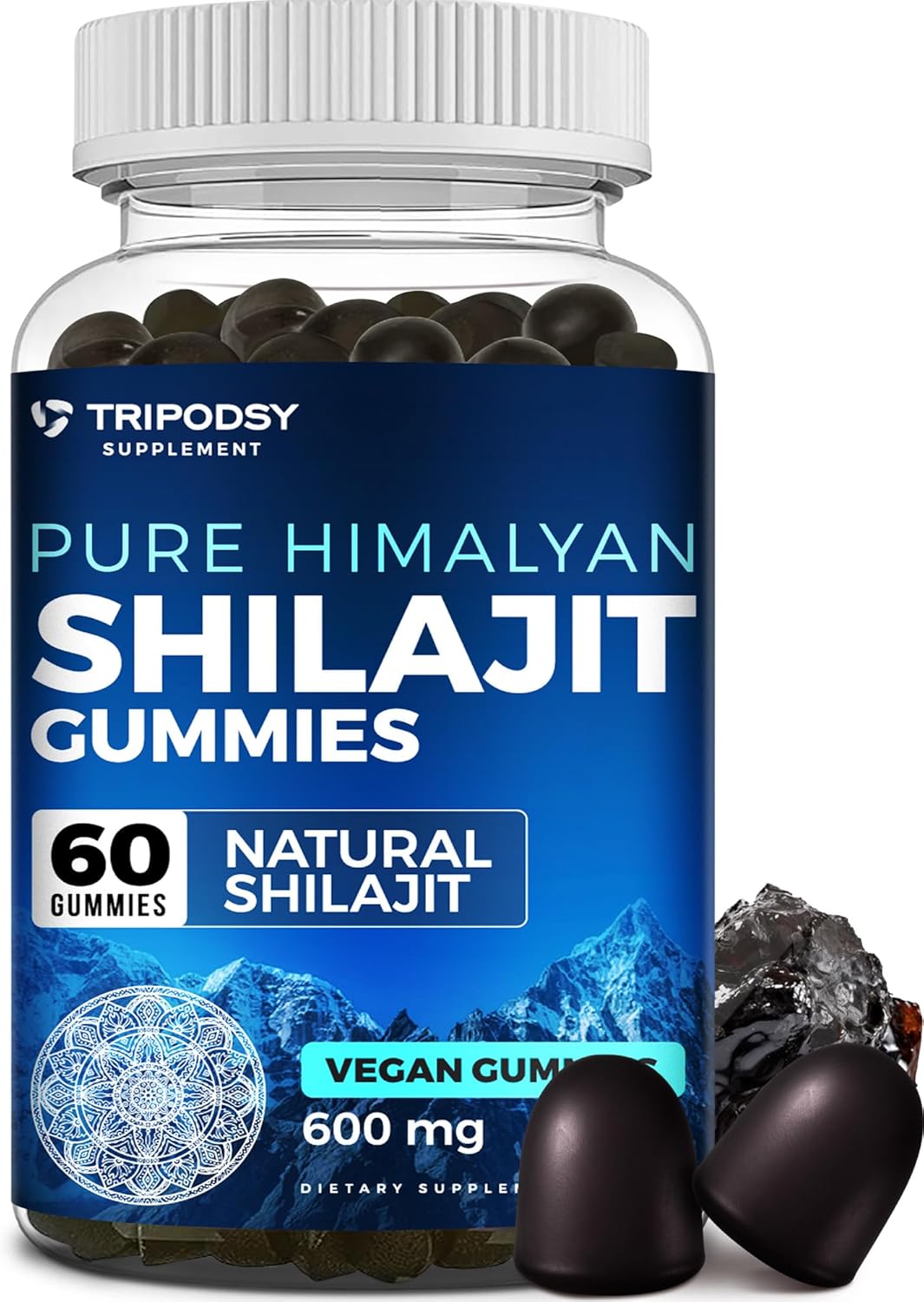 Organic Shilajit Gummies with 90+ Trace Minerals for Energy & Immune Support - 60 Count