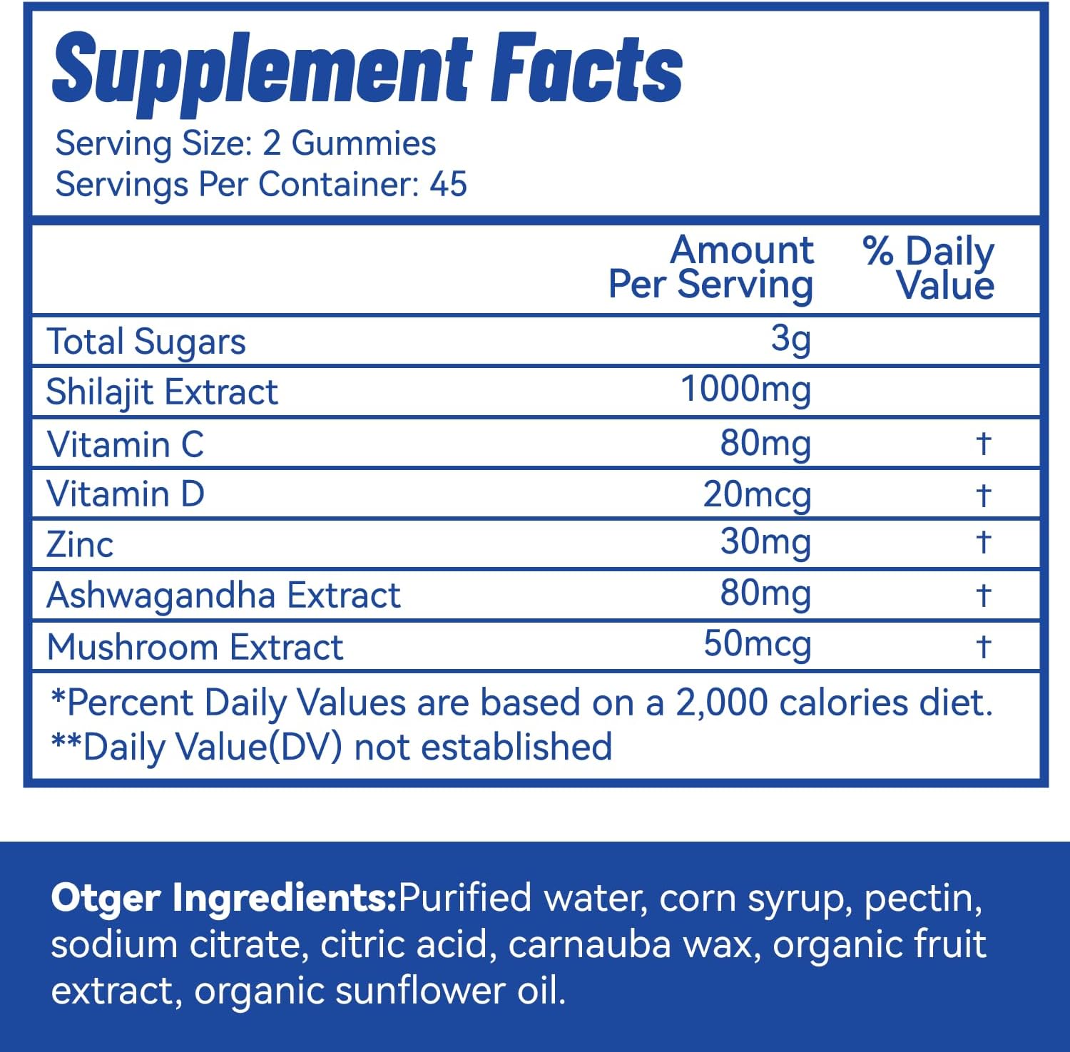 Organic Shilajit Gummies with Ashwagandha and Mushroom for Energy, Brain, and Immunity Support - 1000 MG, 85+ Trace Minerals - 120 Count for Men & Women