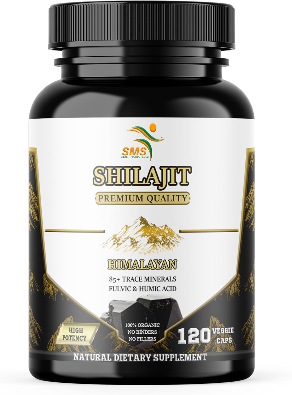 Organic Shilajit Pure Himalayan Capsules - 1,000mg Fulvic Acid Supplement - 120 Count - 85+ Trace Minerals - No Fillers or Binders