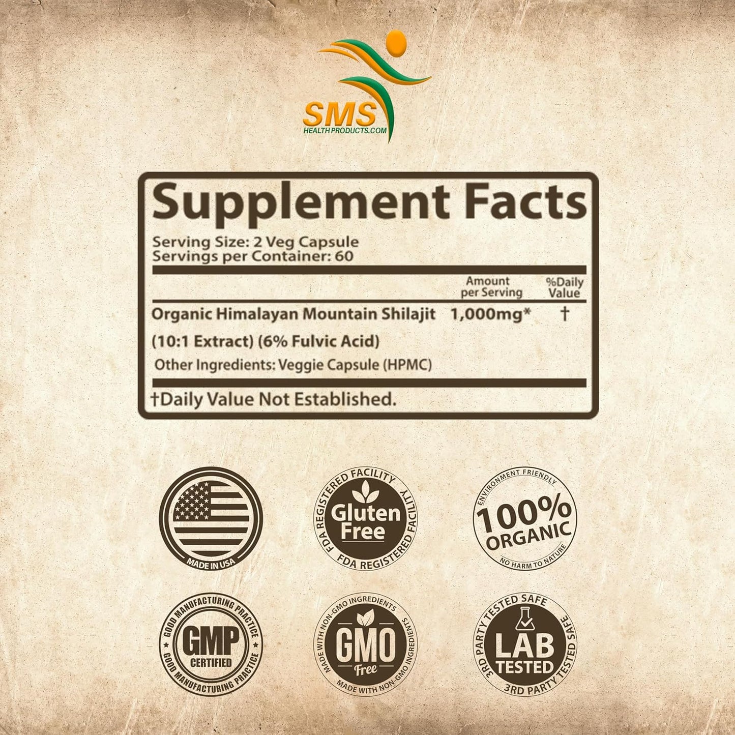 Organic Shilajit Pure Himalayan Capsules - 1,000mg Fulvic Acid Supplement - 120 Count - 85+ Trace Minerals - No Fillers or Binders