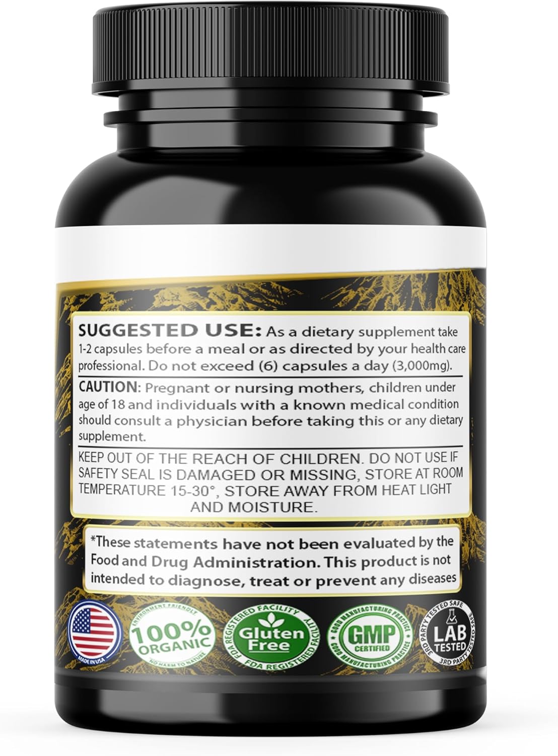 Organic Shilajit Pure Himalayan Capsules - 1,000mg Fulvic Acid Supplement - 120 Count - 85+ Trace Minerals - No Fillers or Binders