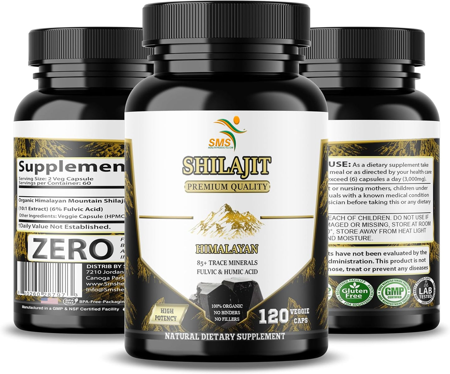 Organic Shilajit Pure Himalayan Capsules - 1,000mg Fulvic Acid Supplement - 120 Count - 85+ Trace Minerals - No Fillers or Binders
