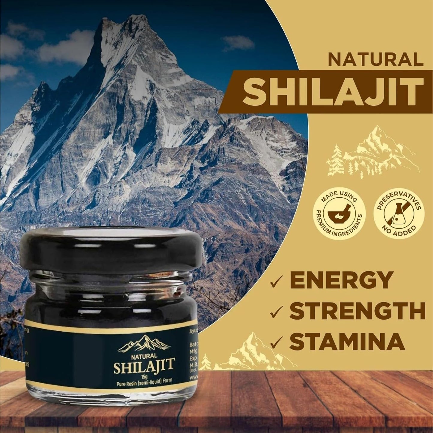 Organic Shilajit Resin 600mg - Pure Himalayan Shilajit with 85+ Trace Minerals - Energy & Immune Support - 30g (1 Pack)