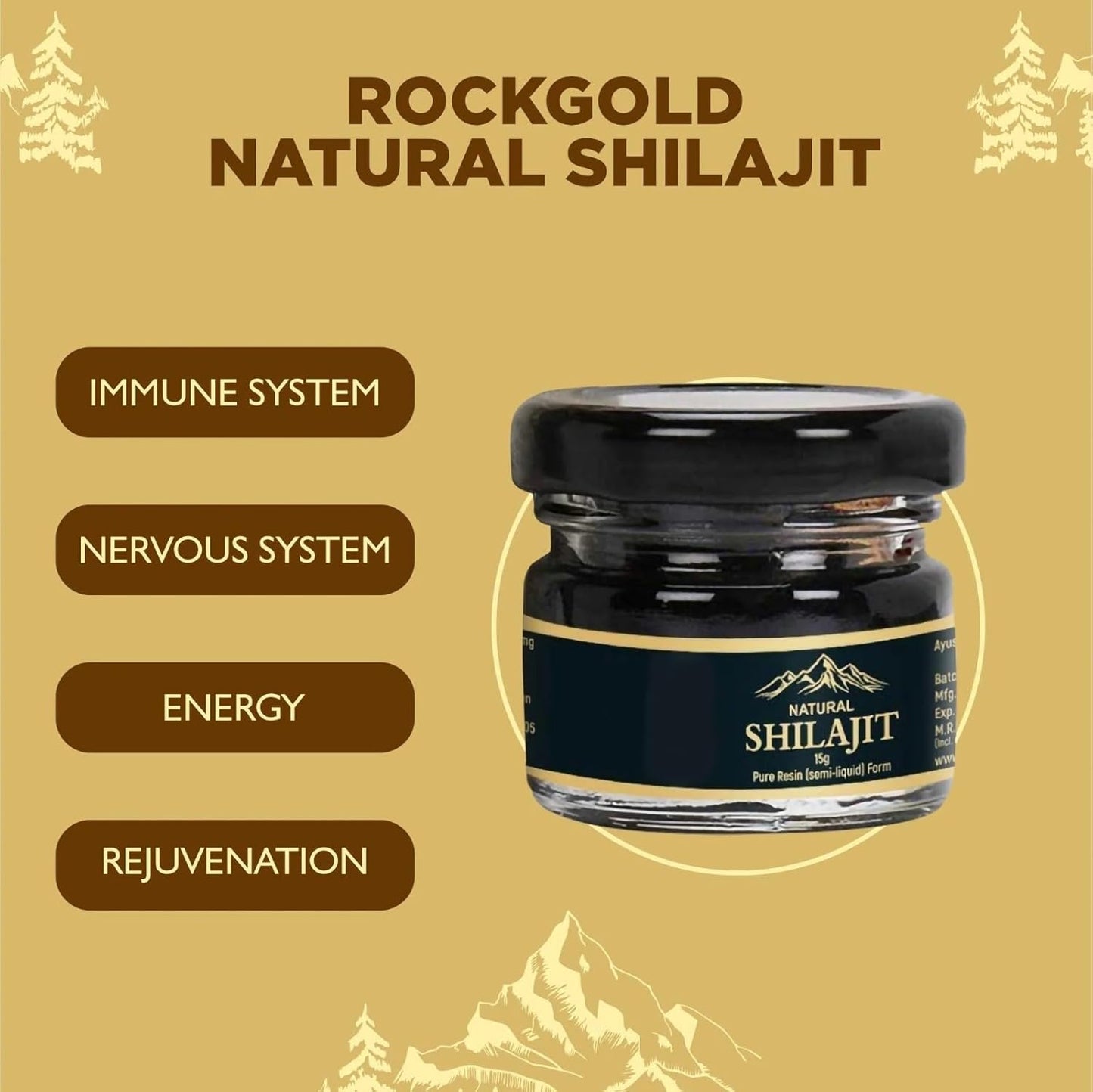 Organic Shilajit Resin 600mg - Pure Himalayan Shilajit with 85+ Trace Minerals - Energy & Immune Support - 30g (1 Pack)