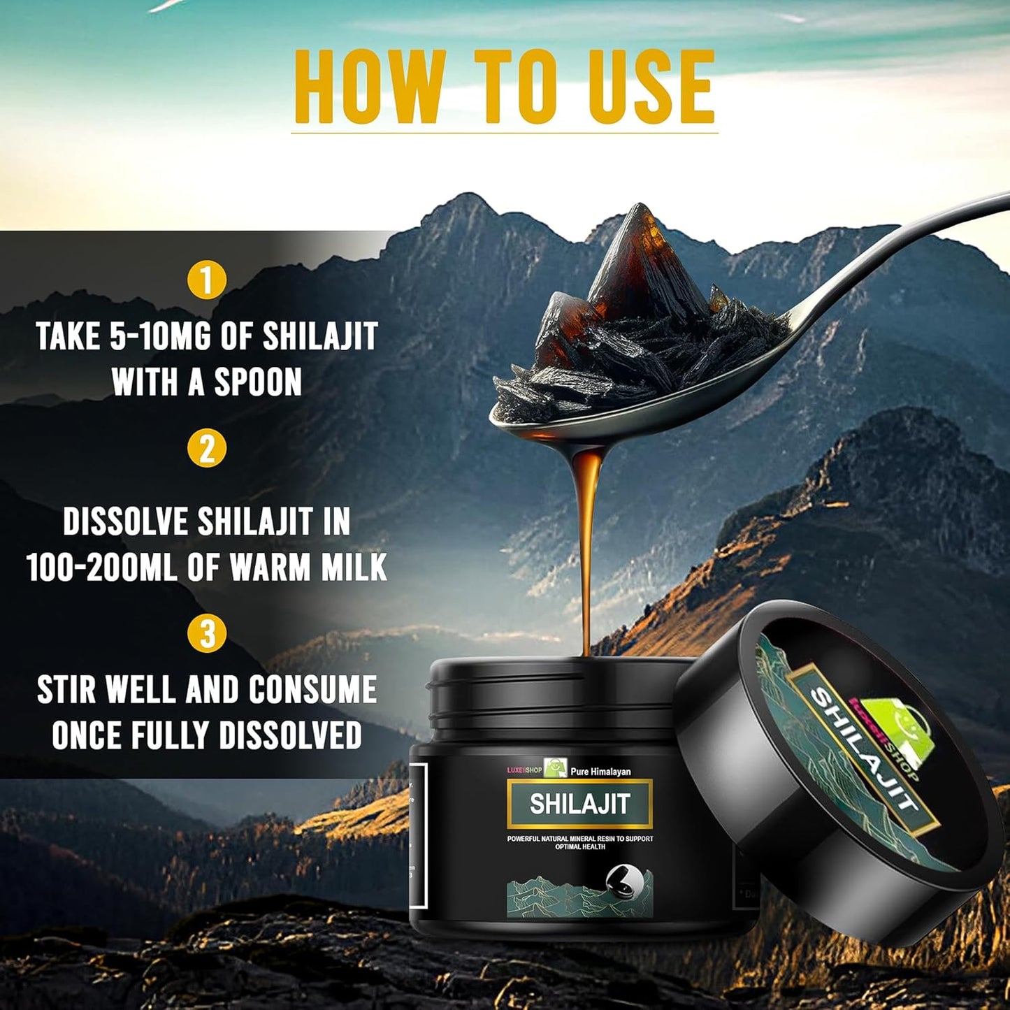 Organic Shilajit Resin 600mg - Pure Himalayan Shilajit with 85+ Trace Minerals