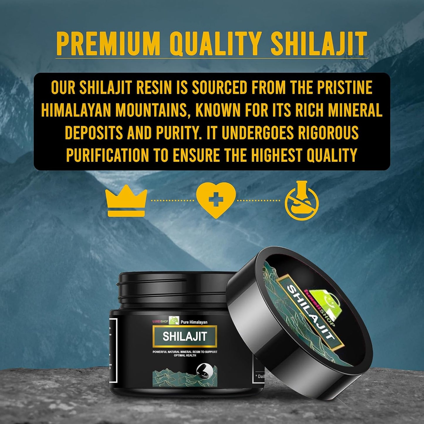 Organic Shilajit Resin 600mg - Pure Himalayan Shilajit with 85+ Trace Minerals