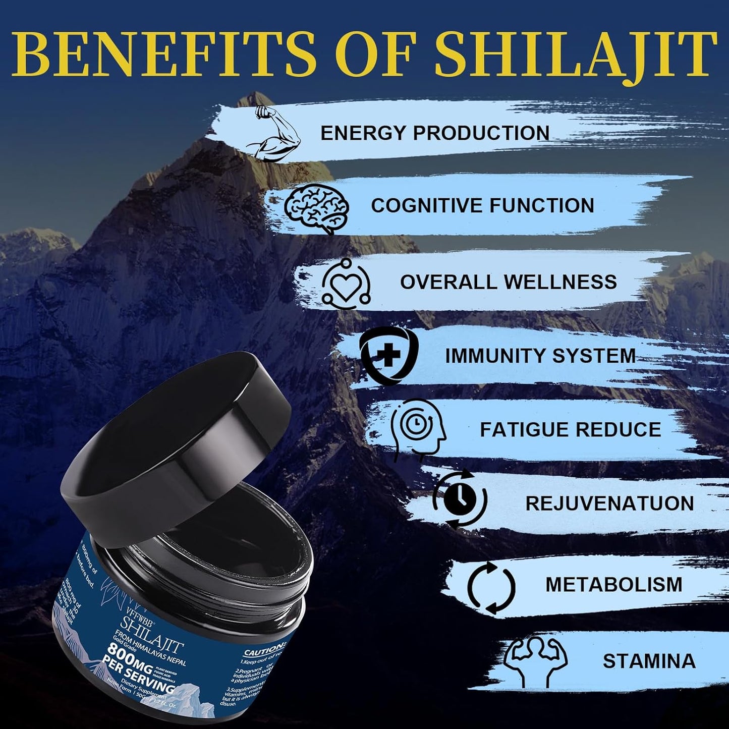 Organic Shilajit Resin-Gold Grade Supplement 800mg - Pure Himalayan Shilajit for Energy & Immune Support - Men and Women - 85+ Trace Minerals - Fulvic Acid - 100% Natural - 50g