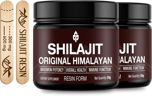 Organic Shilajit Resin Gold Grade Supplement for Energy & Immune Support, 100% Pure Himalayan Shilajit with 85+ Trace Minerals, Fulvic Acid, 30g (Unflavored)